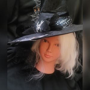 Fancy Costume Witch Hat w/ Spider Accent